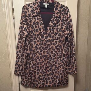 Chic Leopard Lined Print Open Coat/Blazer EUC